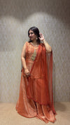 Indo-Western Salsa Fabric Palazzo Set – 3 Piece
