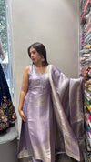 Banarasi Silk Light Lavender Ethnic Set