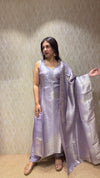 Banarasi Silk Light Lavender Ethnic Set