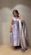 Banarasi Silk Light Lavender Ethnic Set