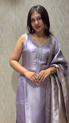 Banarasi Silk Light Lavender Ethnic Set